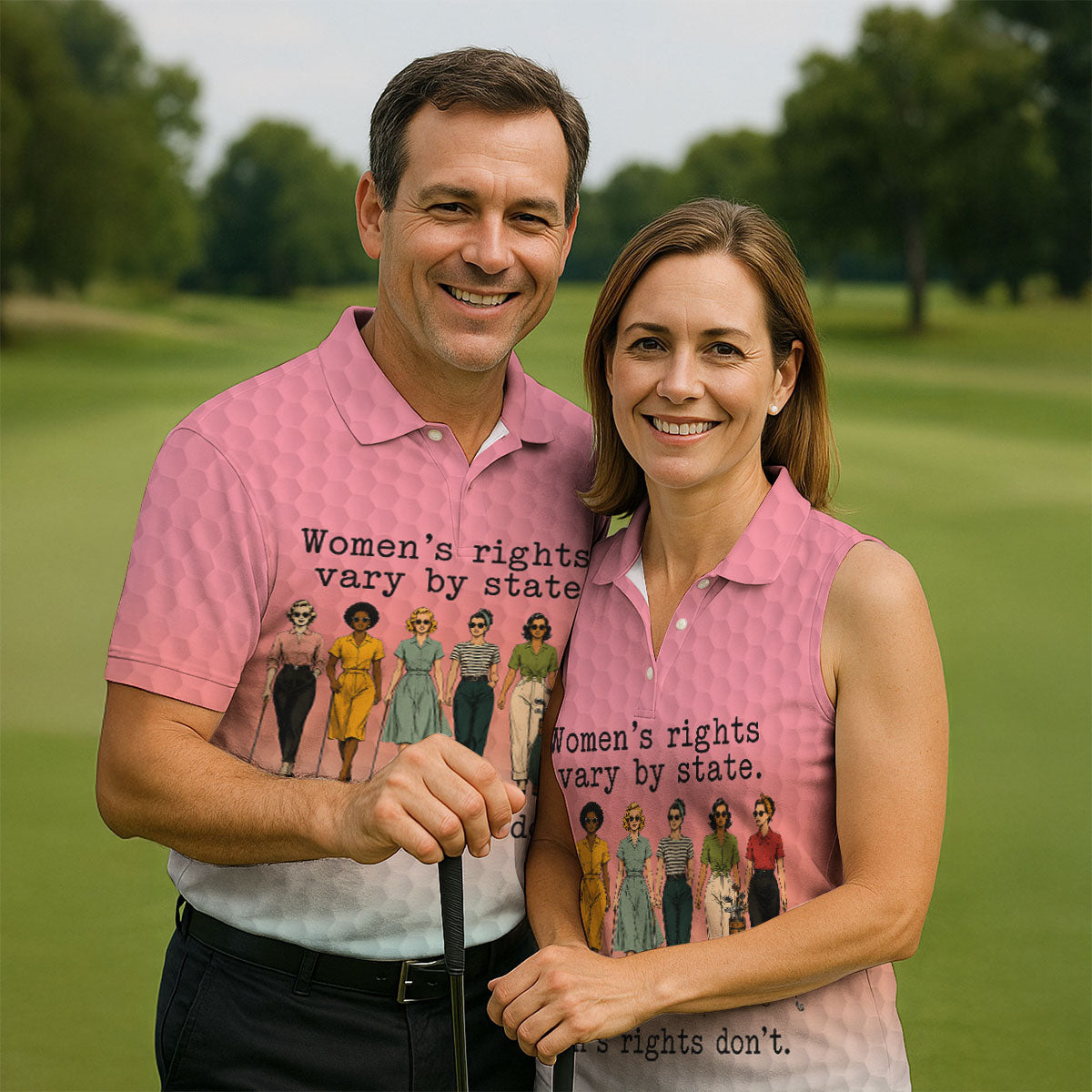 Women's Rights Vary By State Funny Golf Polo Shirt, Women's Golf Polo, Golf Tops For Women