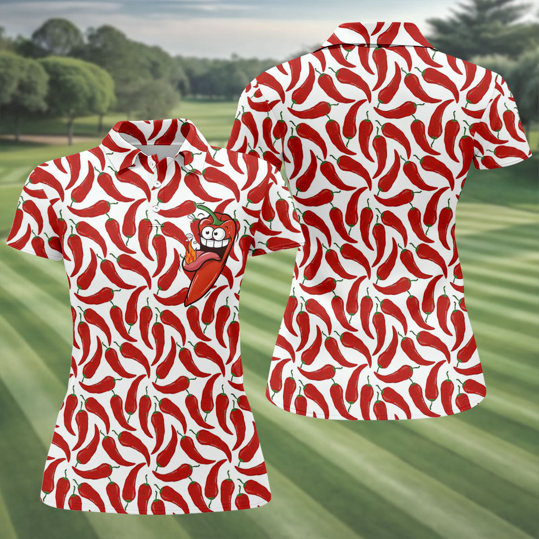 Spicy Hot Pepper Cinco De Mayo Celebration Fiesta Themed Ladies Golf Tops, Golf Shirt For Women