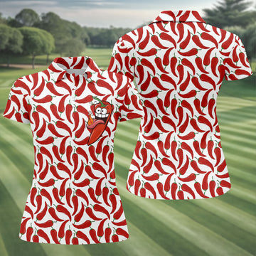 Spicy Hot Pepper Cinco De Mayo Celebration Fiesta Themed Ladies Golf Tops, Golf Shirt For Women