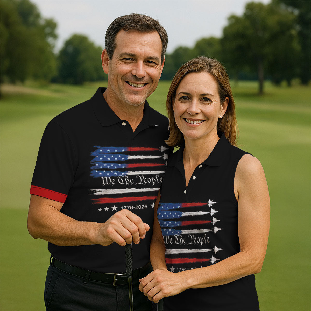 Independence Day Flag We The People Golf Shirt, Patriotic 4th Of July Golf Shirts For Men