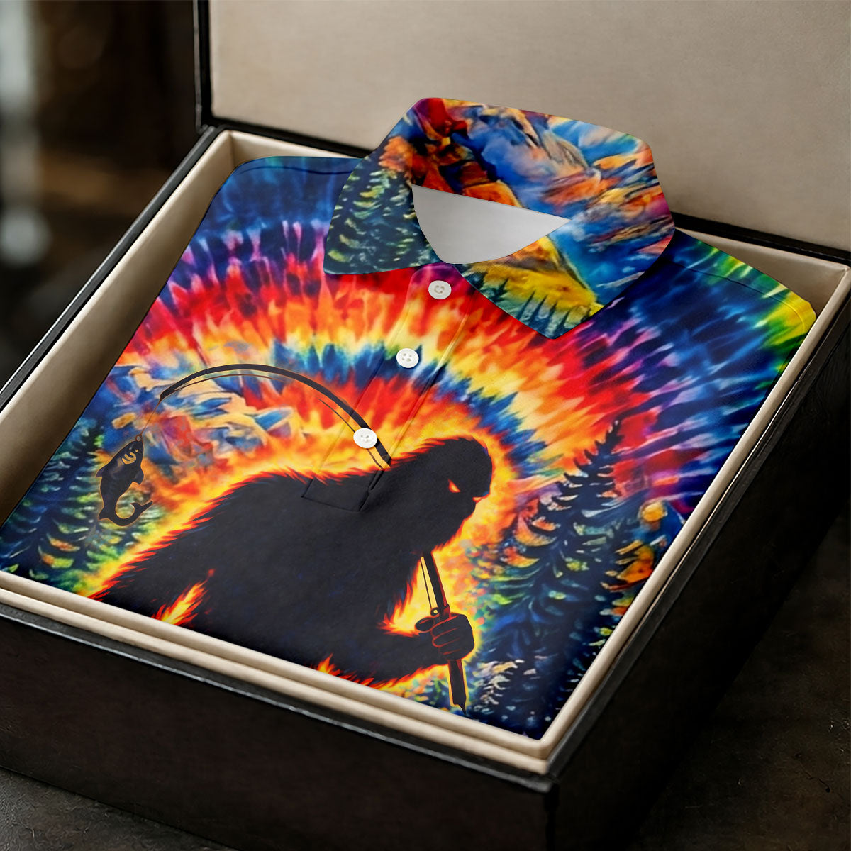 Tie Dye Bigfoot Fishing Forest Golf Shirt, Women’s Golf Apparel, Golf Tops For Women