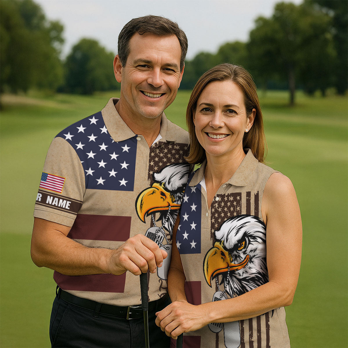250 Years Bald Eagle American Flag Vintage Golf Shirt, Patriotic 4th Of July Golf Shirts For Men