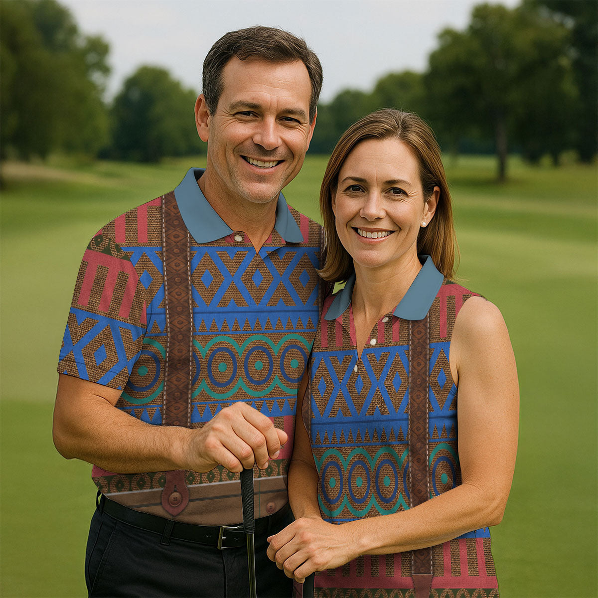 Tribal Suspender Pattern Halloween Golf Polo Shirt, Golf Polo Shirts For Men, Hawaiian Golf Shirt