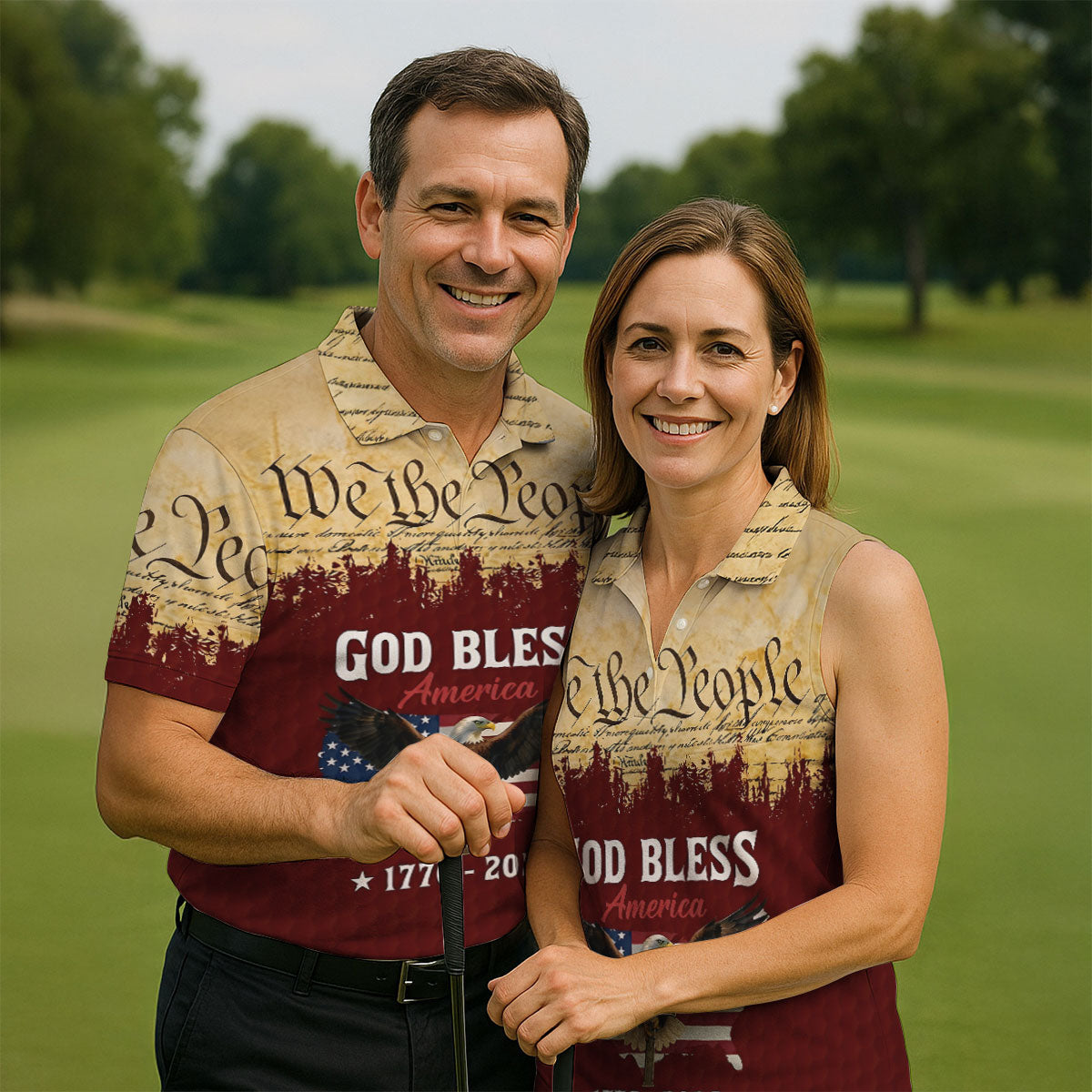 We The People God Bless America Patriotic Golf Shirt, 250 Years 4th Of July Golf Shirts For Men