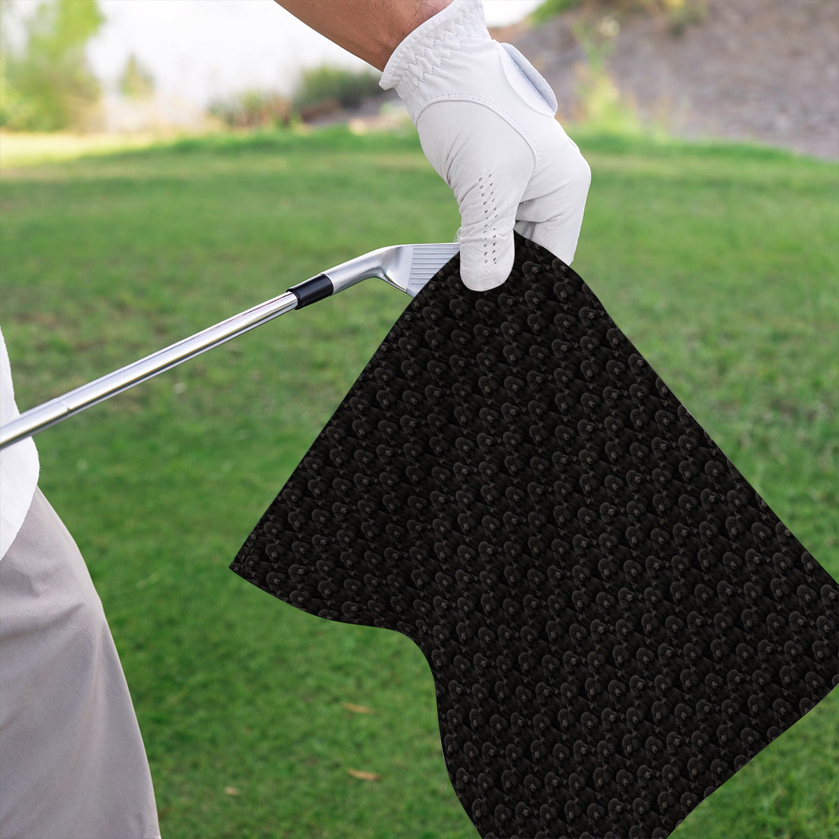 Black Poodle Pattern Golf Towels, Crazy Poodle Golf Towel, Golf Gift For Golfer