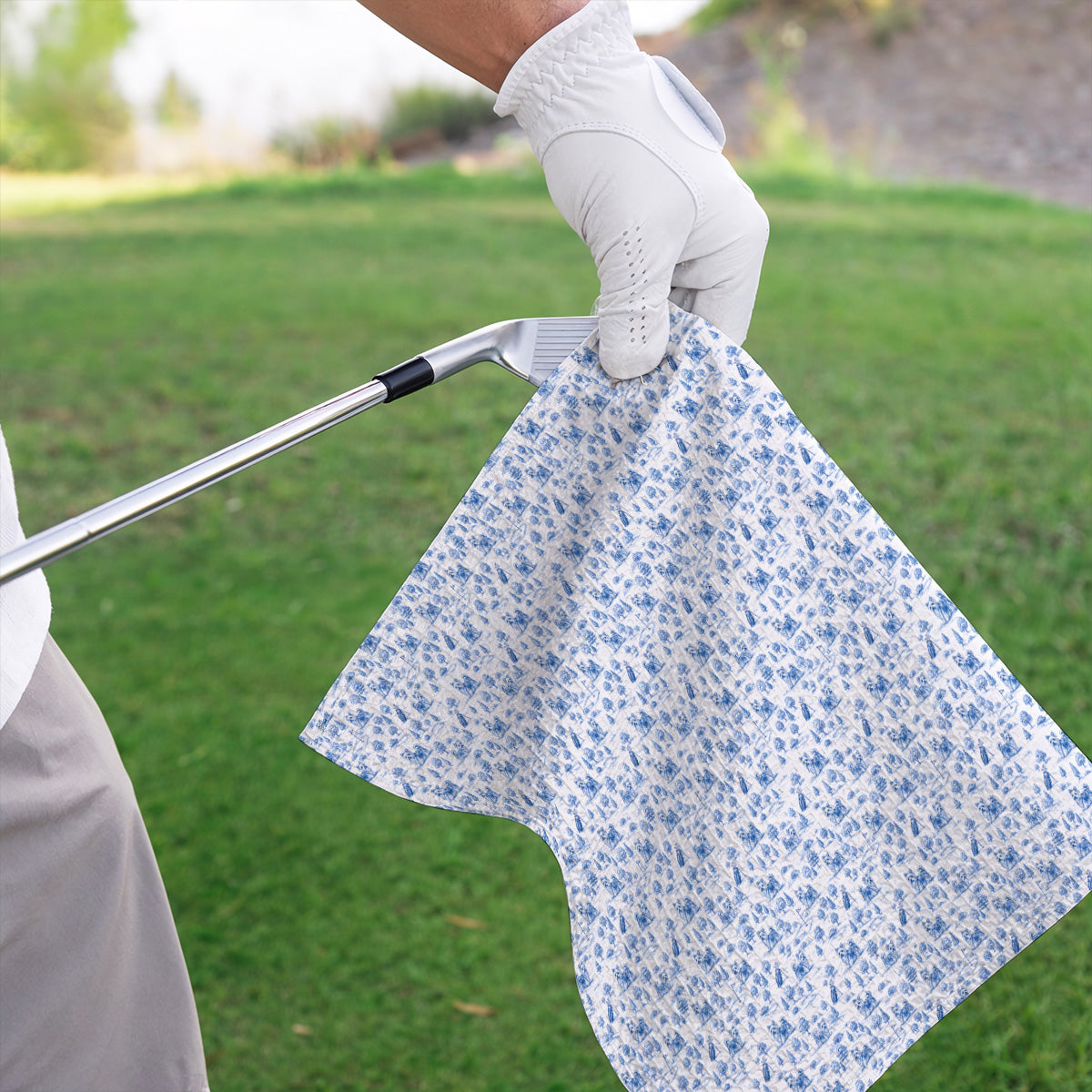 Yorkshire Terrier Toile De Jouy Golf Towels, Yorkie Pattern Golf Towel, Golf Gift For Golfer