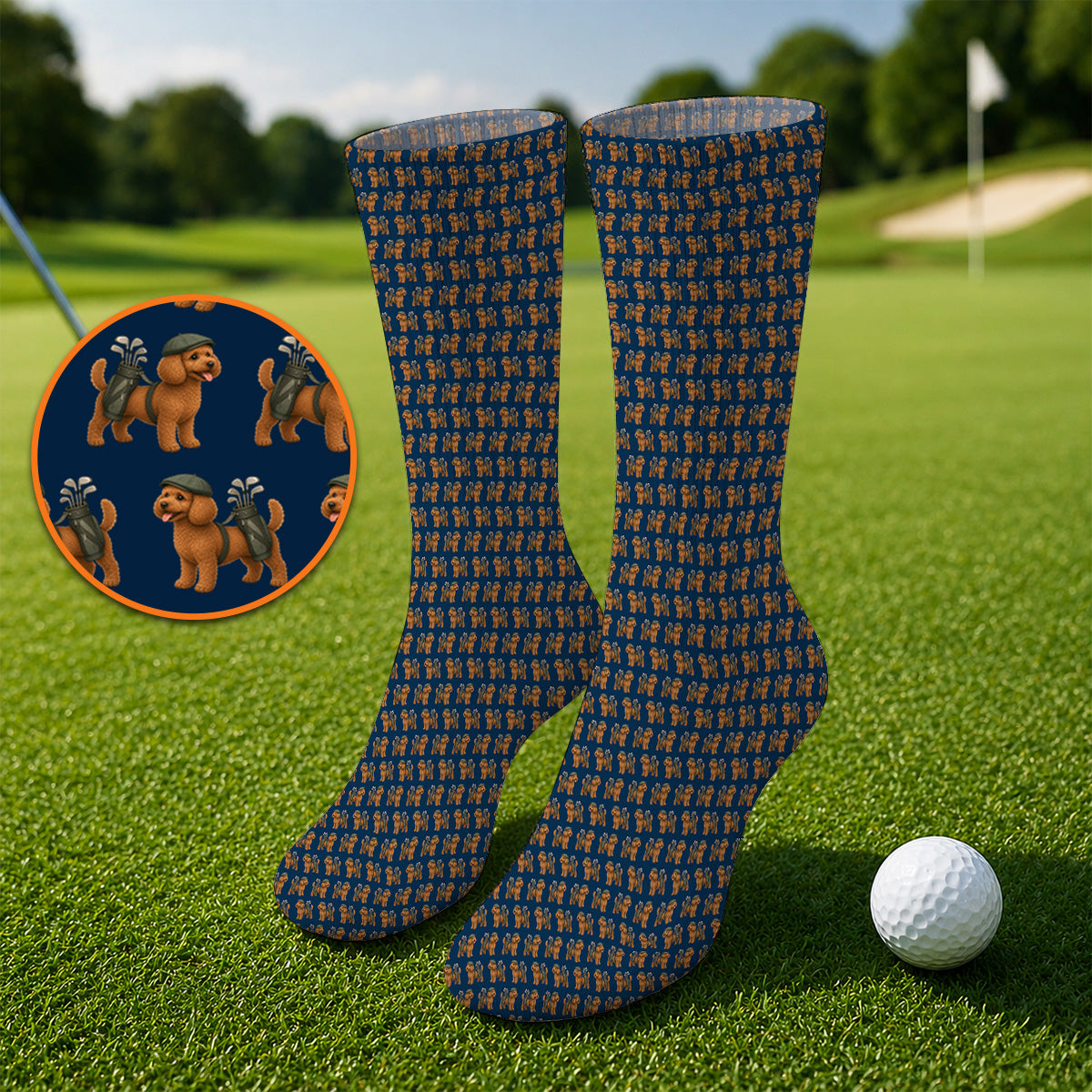 Funny Dog Pattern Golf Sock, Poodle Golf Socks, Golf Gift For Golfer
