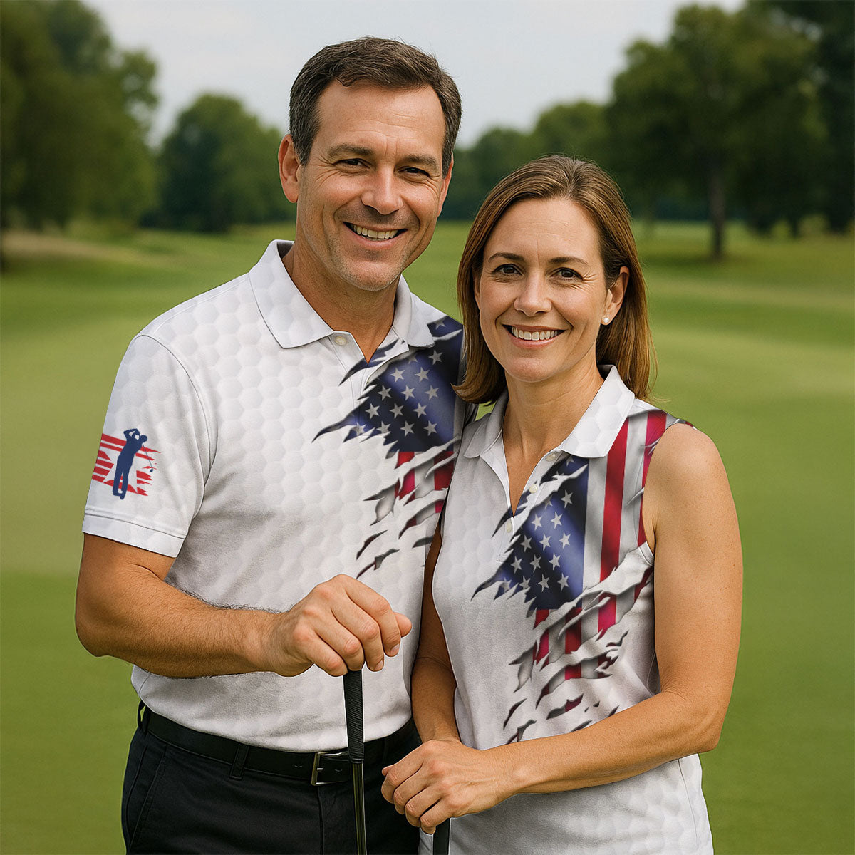 I Put It In Every Hole Ripped American Flag 250 Patriotic Golf Shirt, 4th Of July Golf Shirts For Men