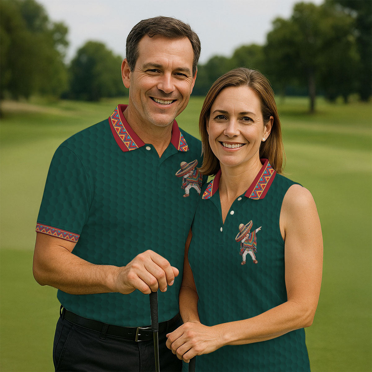 Cinco De Mayo Celebration Golf Ball Pattern Green Golf Shirt, Polo Shirts For Men