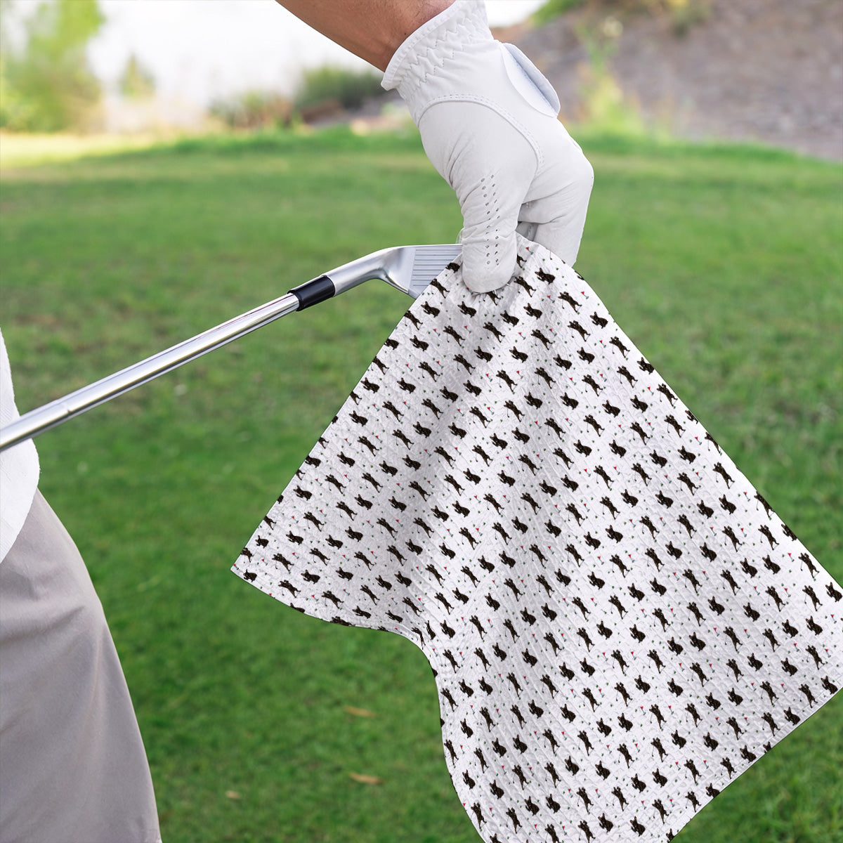 Frenchie Golf Towel, French Bulldog Pattern Towels, Funny Golf Gift For Golfer