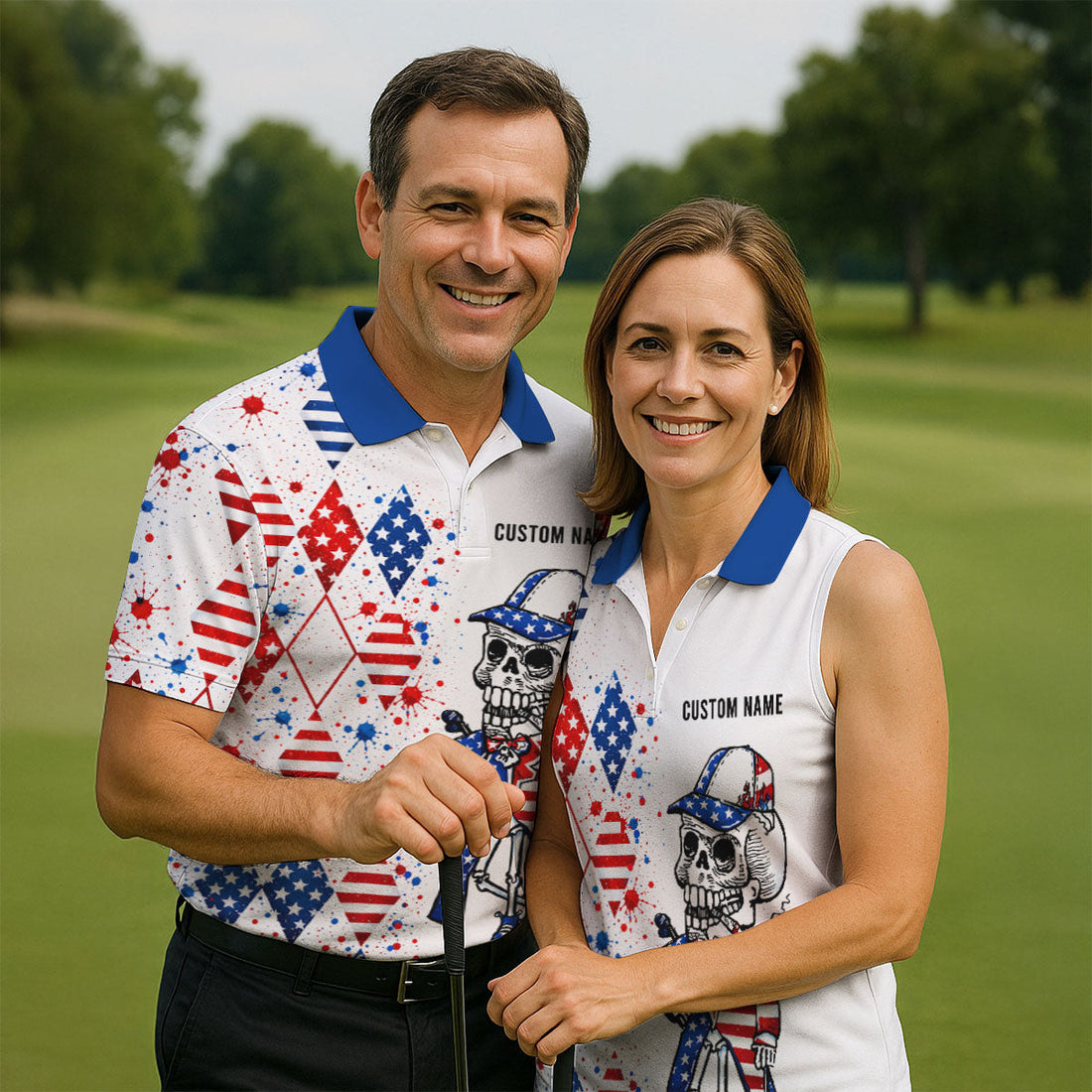 Swing Swear Look For Ball Repeat Red White Blue Argyle Golf Shirt, 250 Years Golf Shirts For Men