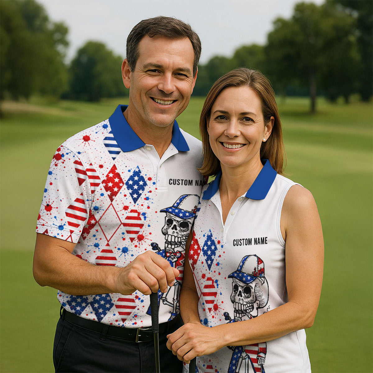 Swing Swear Look For Ball Repeat Red White Blue Argyle Golf Shirt, 250 Years Golf Shirts For Men