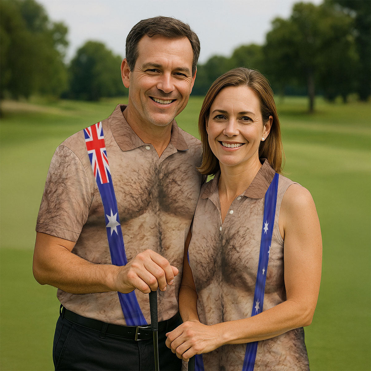 Australia Flag Print Fun Golf Shirt, Men's Golf Top, Polo Shirts For Men, Golf Shirts For Men