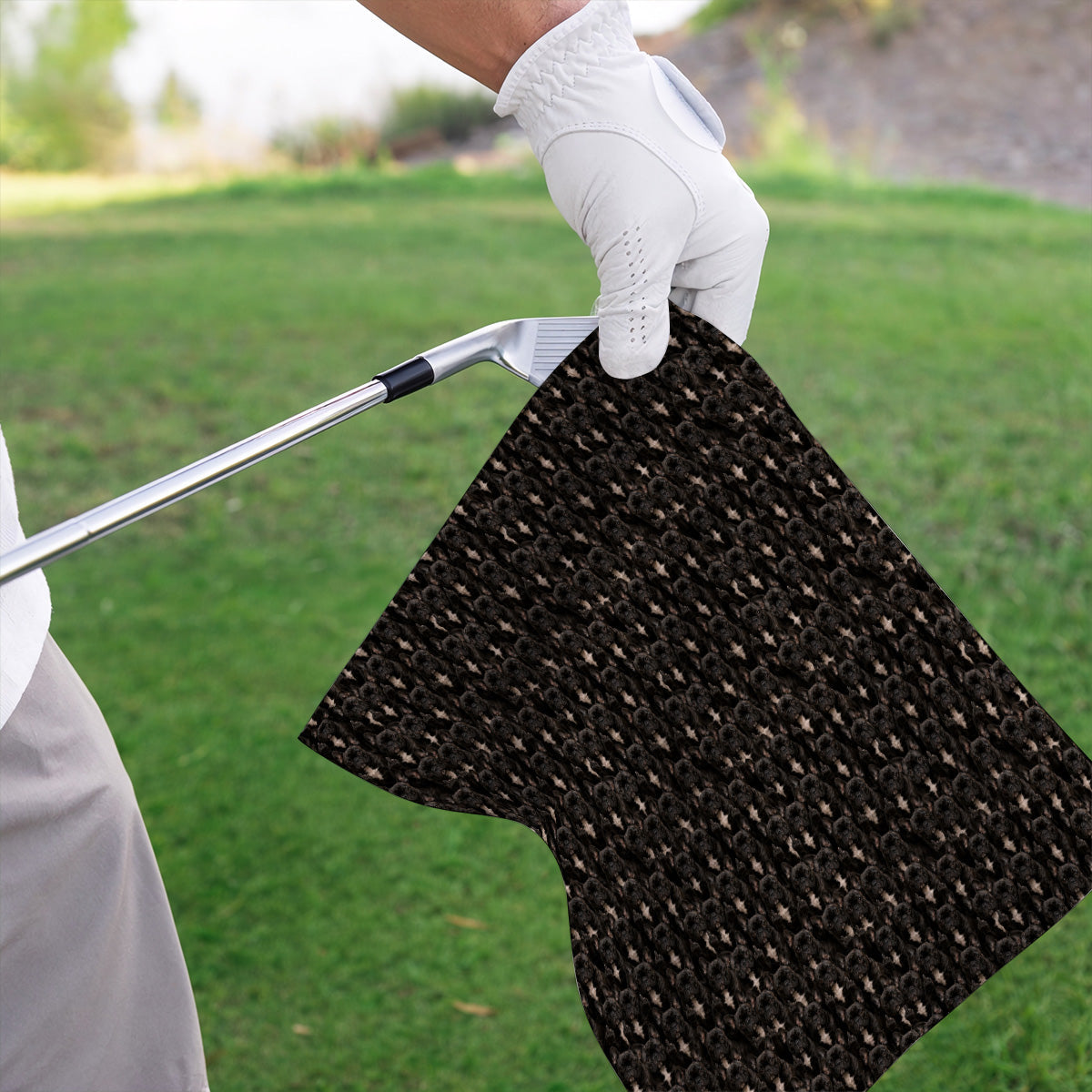 Black French Bulldog Pattern Golf Towels, Funny Frenchie Golf Towel, Dog Dad Golf Gift