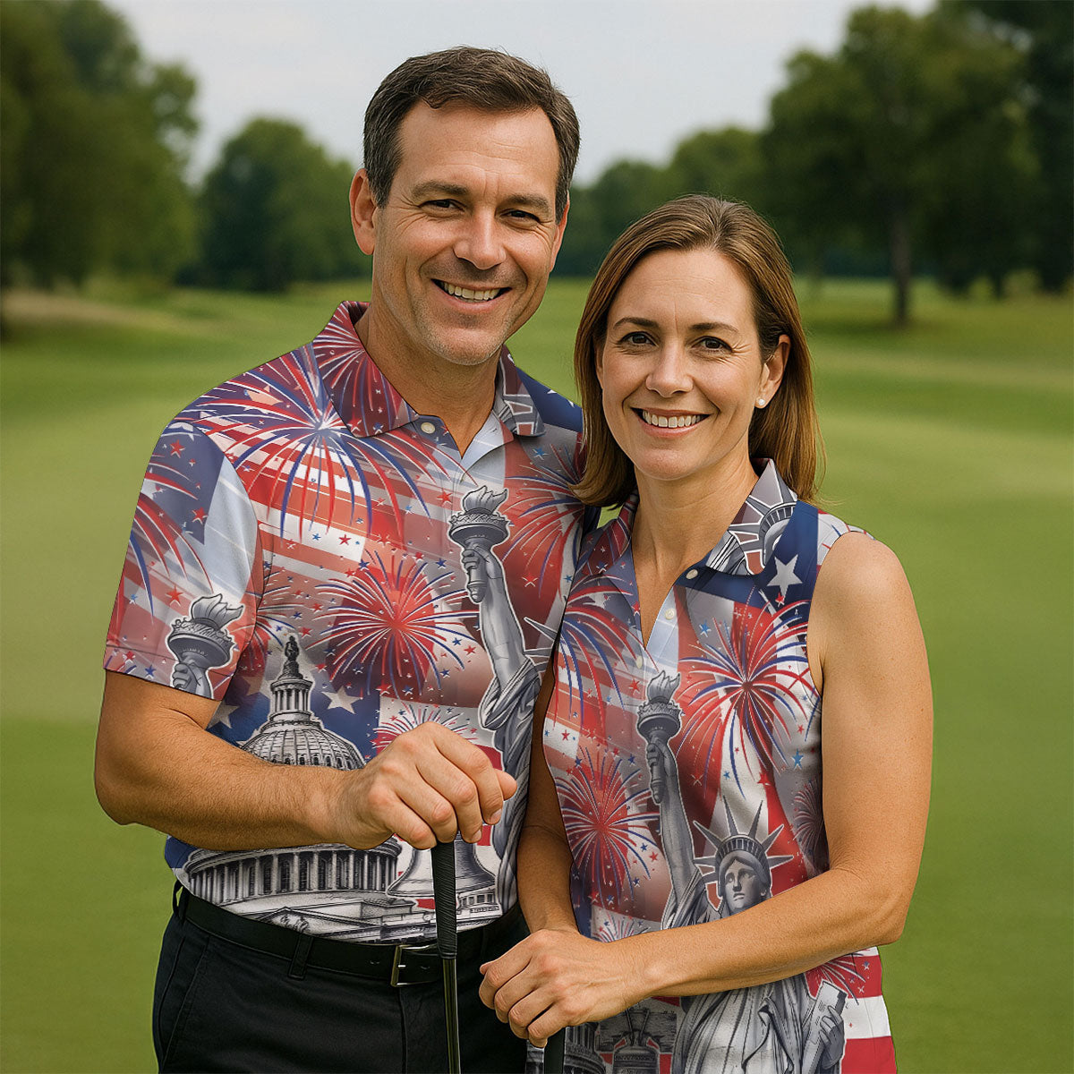 250 Years Of Freedom We The People US Flag Pattern Patriotic Golf Shirt, 4th Of July Golf Shirts For Men