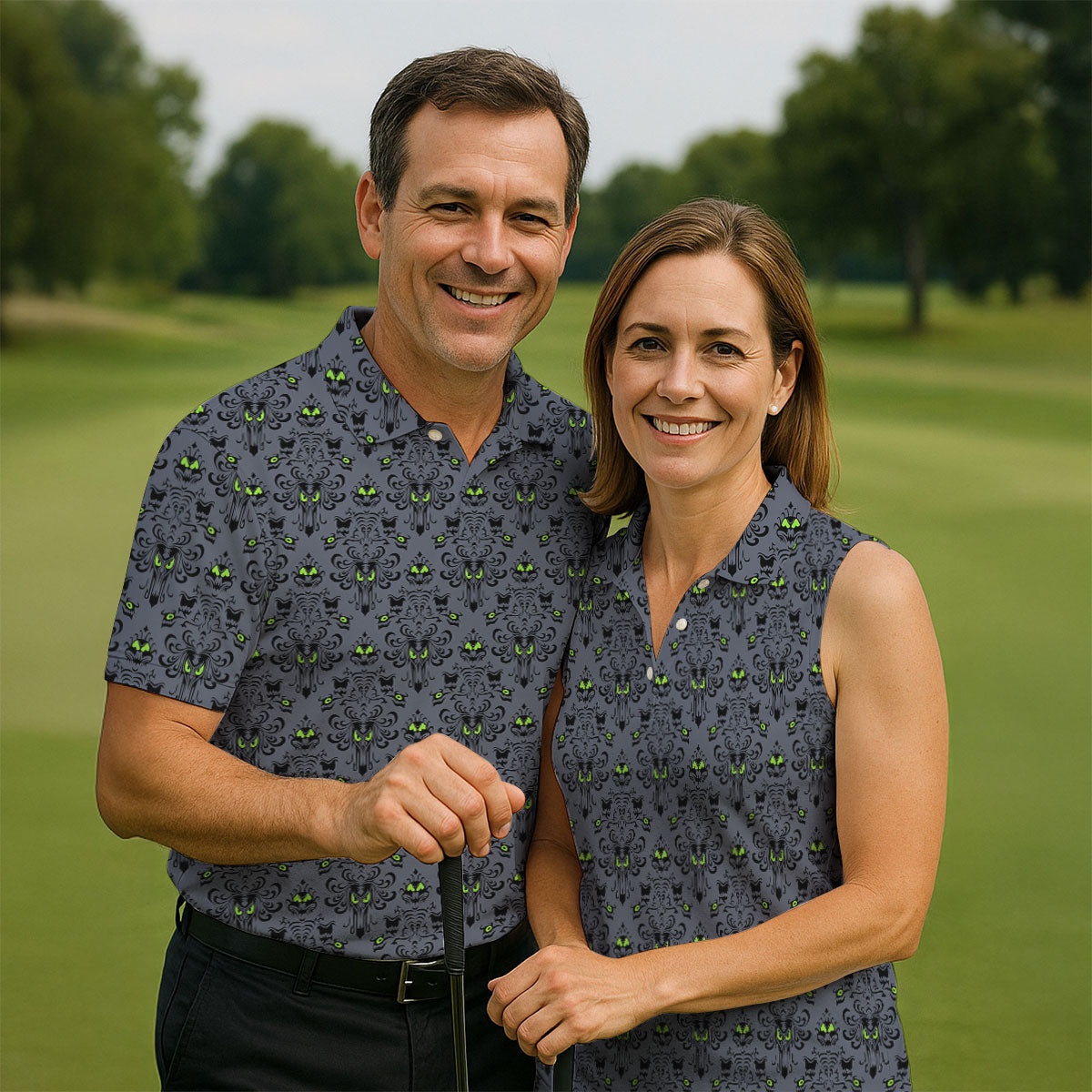 Haunted Mansion Hitchhiking Ghosts Halloween Golf Shirt, Halloween Gift Idea, Ladies Golf Shirts