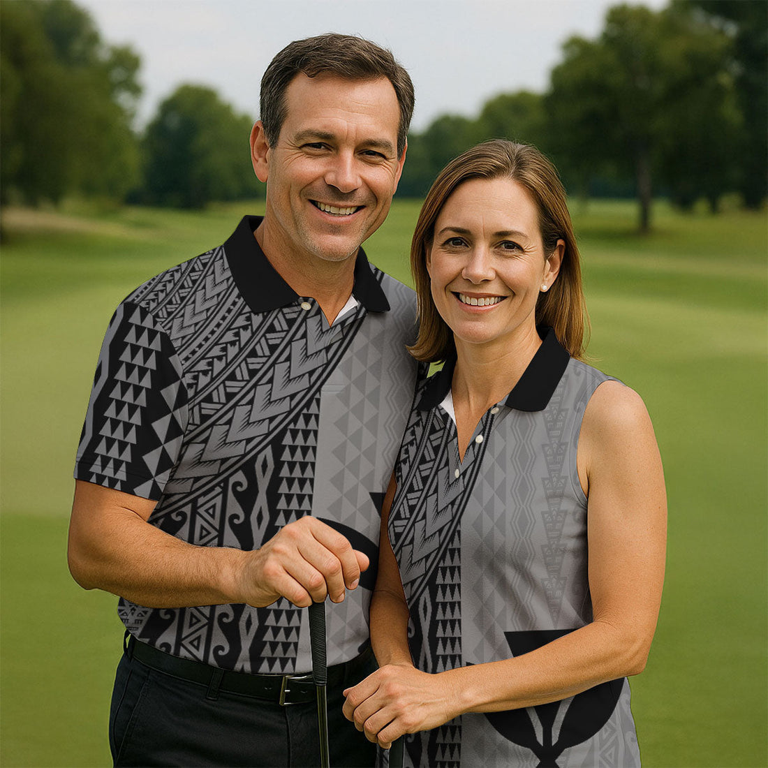 Polynesian Tribal Pattern Vintage Golf Shirt, Hawaiian Golf Shirt, Polo Shirts For Men