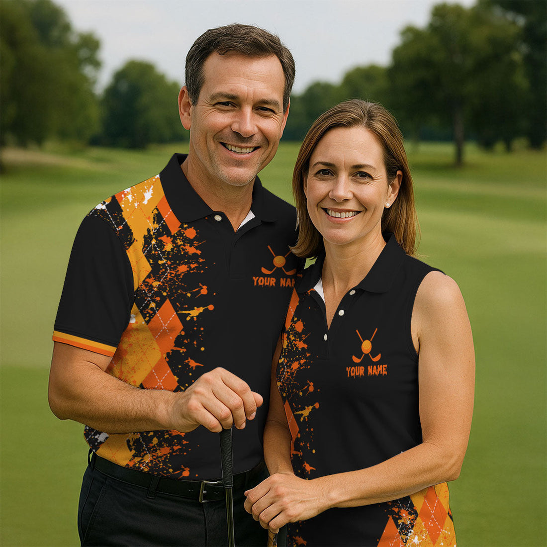 Custom Golf Friends Horror Character Halloween Polo Shirt, Mens Golf Polo, Mens Golf Shirts