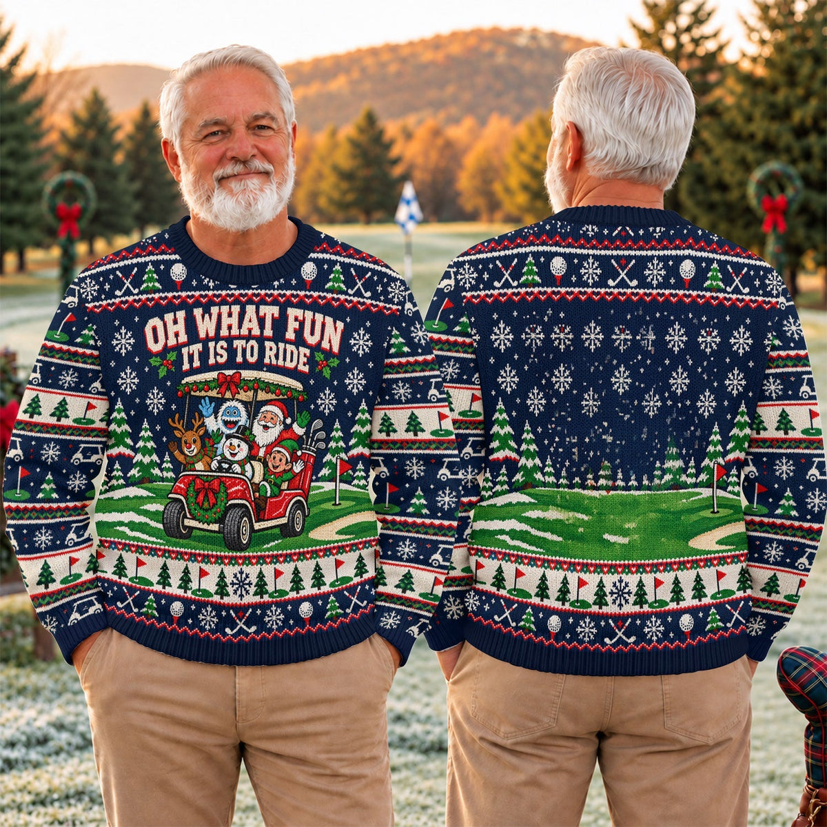 Oh What Fun It Is To Ride Ugly Christmas Sweater, Golf Lover Gifts, Funny Xmas Gifts
