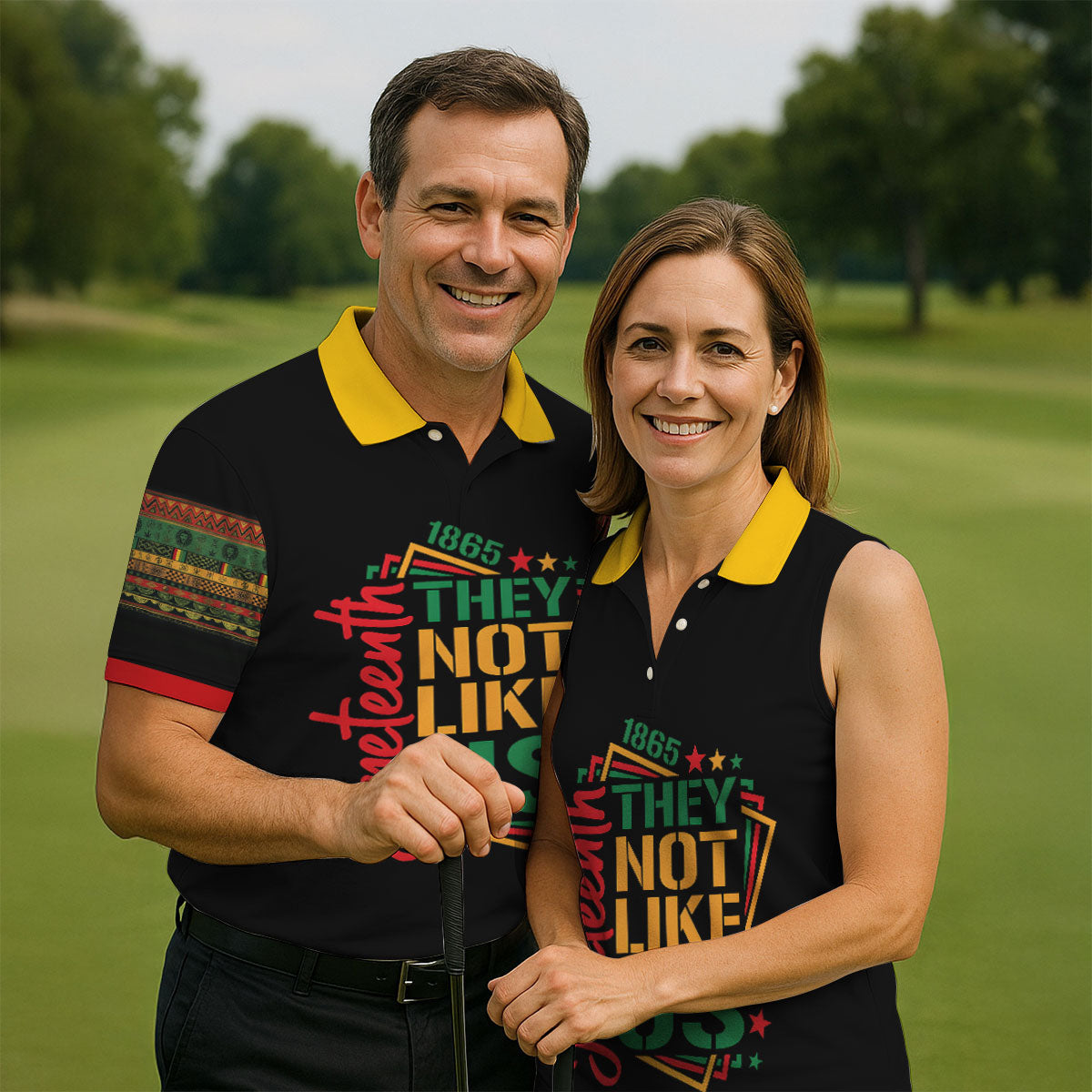 Juneteenth They Not Like Us 1865 Heritage Golf Polo Shirt, Golf Shirts For Men, Printed Golf Shirts