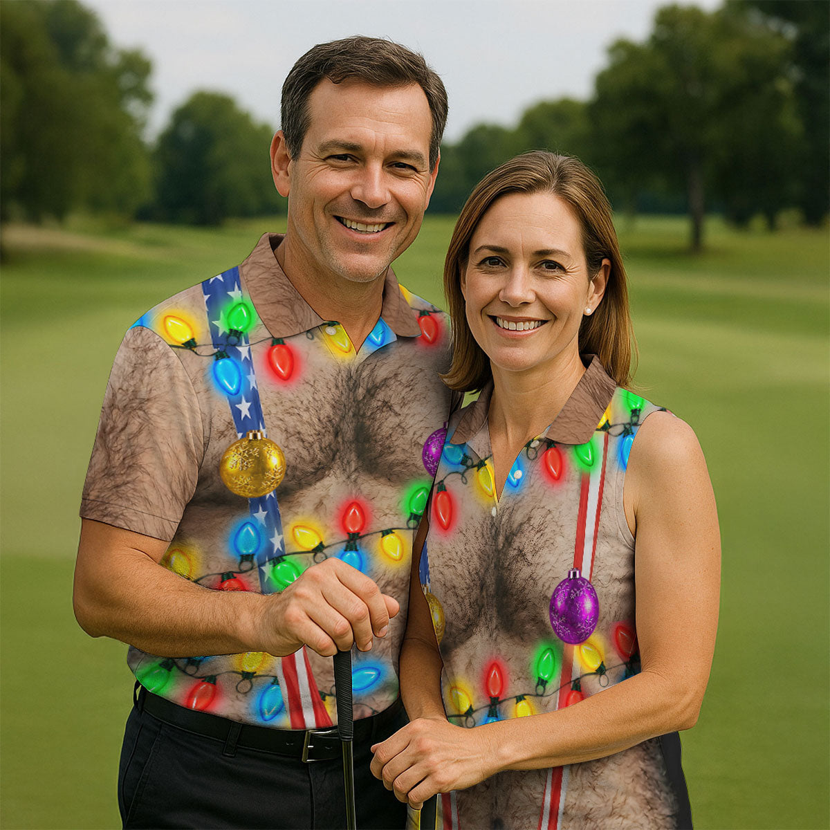 Christmas Lights Suspenders Polo Shirt, Golf Polo Shirts For Men, Mens Golf Shirts