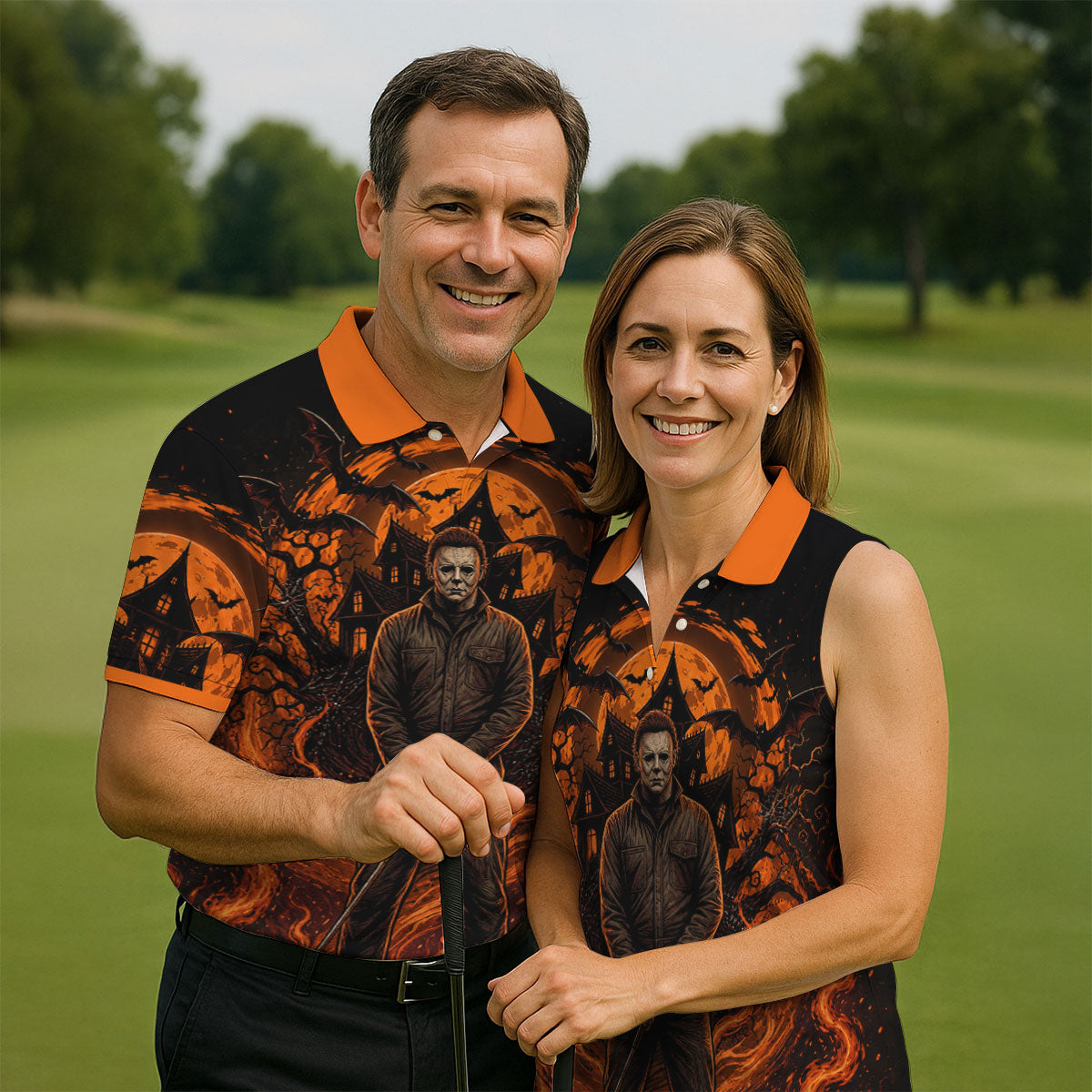 You Can't Kill The Bogeyman Halloween Golf Polo Shirt, Horror Character, Mens Golf Shirts
