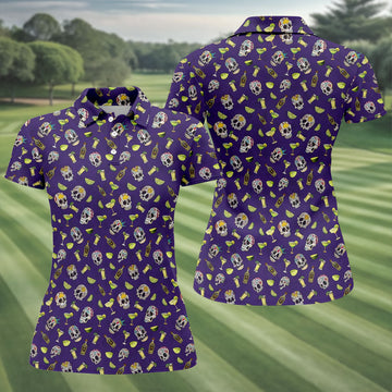 Decorated Sugar Skulls Cinco De Mayo Celebration Fiesta Themed The Purple Haze Golf Shirt For Women
