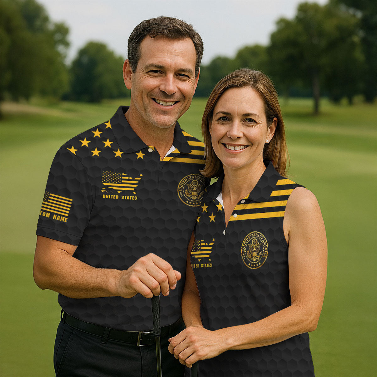 America 250th Anniversary Golf Ball Pattern Patriotic Golf Shirt, 4th Of July Golf Shirt For Women