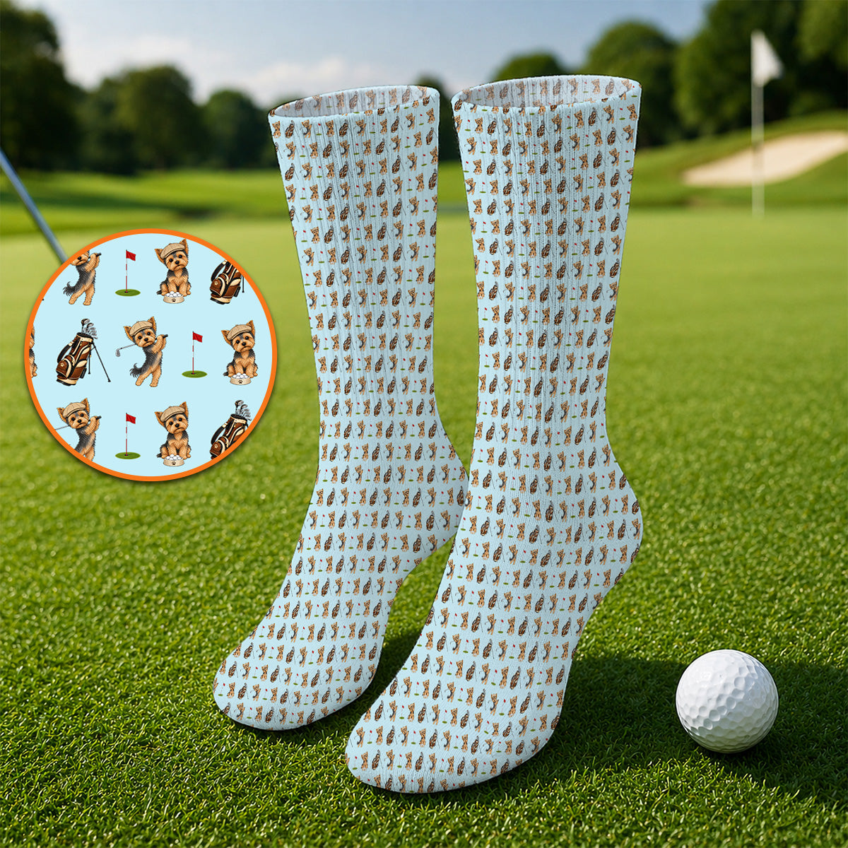 Yorkshire Terrier Golf Sock, Cute Yorkie Pattern Golf Socks, Gift for Golf Lovers