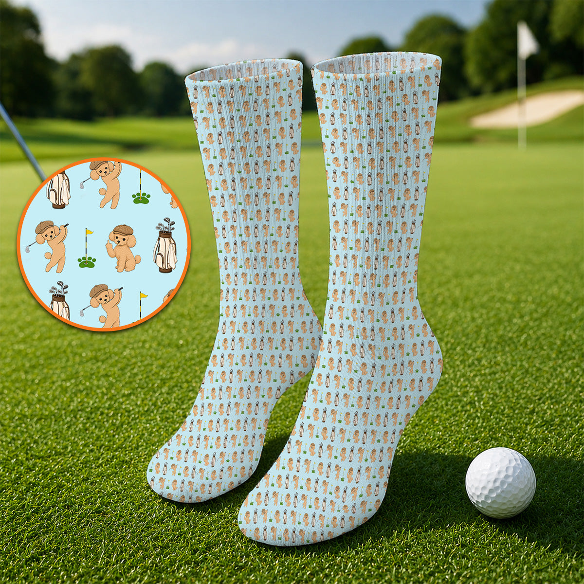Toy Poodle Pattern Golf Socks, Funny Poodle Golf Sock, Golf Gift For Dog Lover