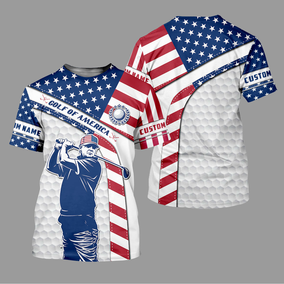 Funny Trump Golf Of America Custom Polos For Men, Mens Golf Gift, US 250 Anniversary Golfing Apparel