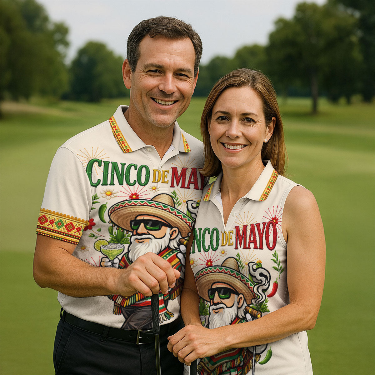 Margarita Man Cinco De Mayo Celebration Beige Golf Shirt, Fiesta Theme Golf Shirts For Men