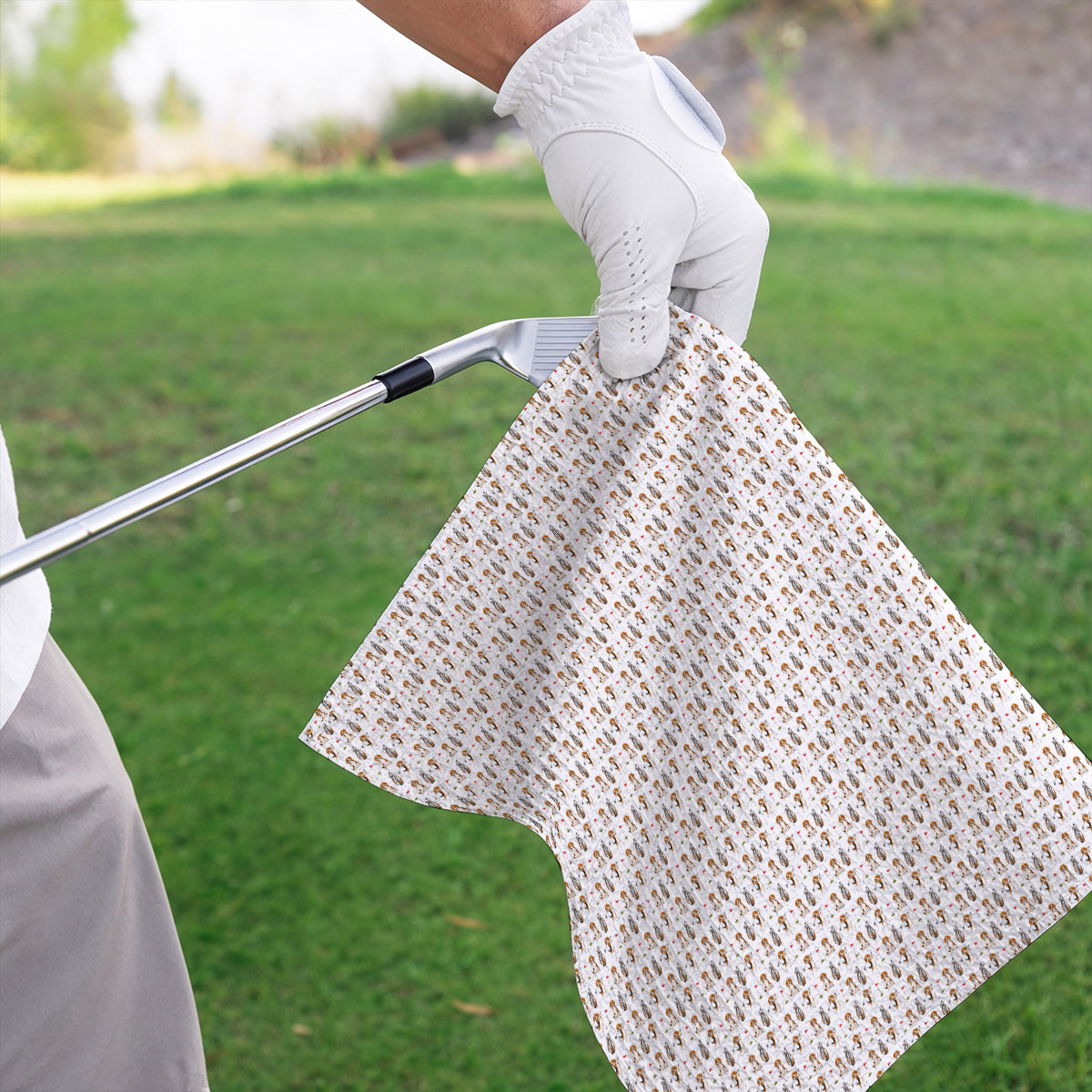 Beagle Golf Pattern Golf Towel, Hunting Dog Golf Towels, Funny Golf Gift For Golfer