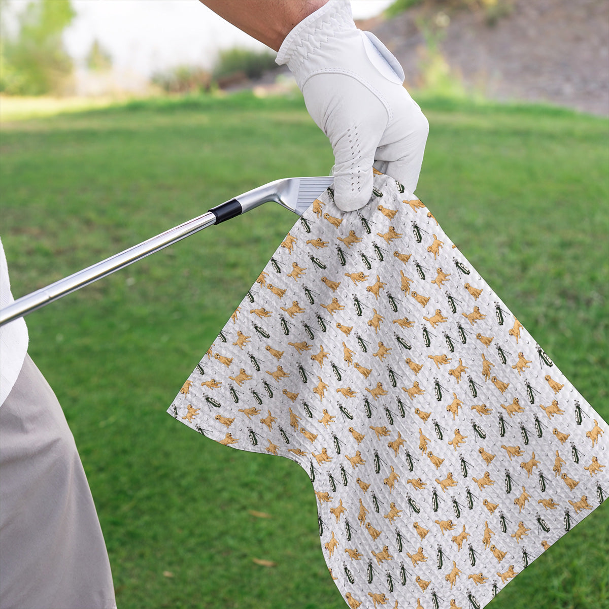Funny Golden Retriever Pattern Golf Towel, Golden Retriever Golf Towels For Golfer, Dad Golf Gift