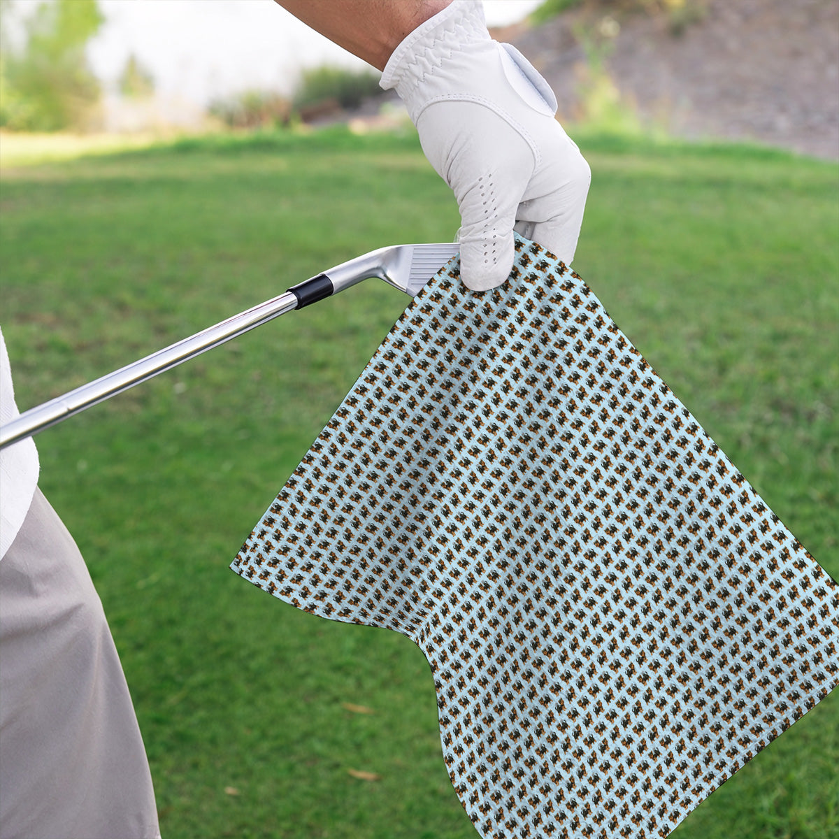 Yorkie Golf Pattern Golf Towels, Yorkshire Terrier Golf Towel, Golf Gift For Golfer