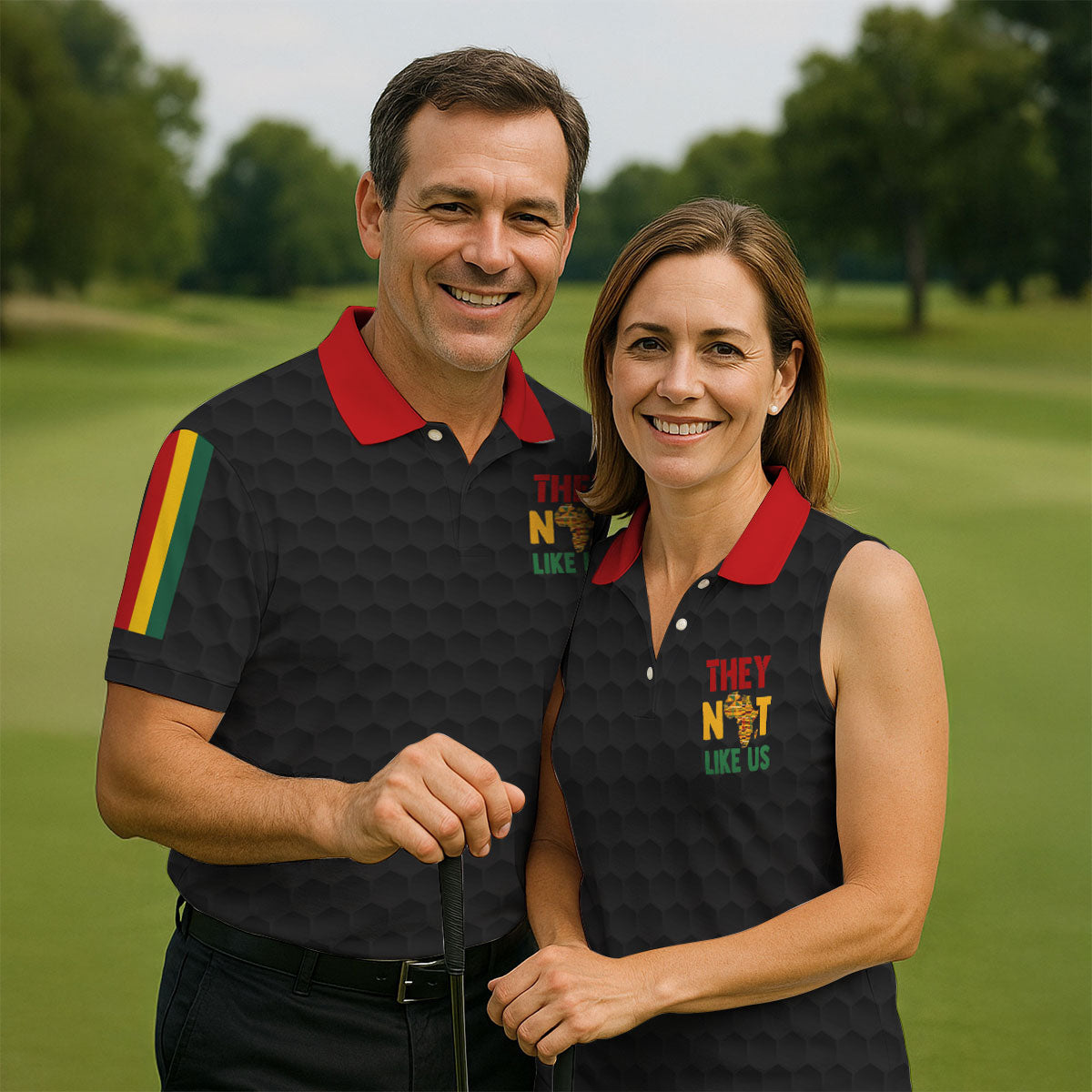 Juneteenth They Not Like Us Africa Performance Golf Polo Shirt, Golf Shirts For Men, Printed Golf Shirts
