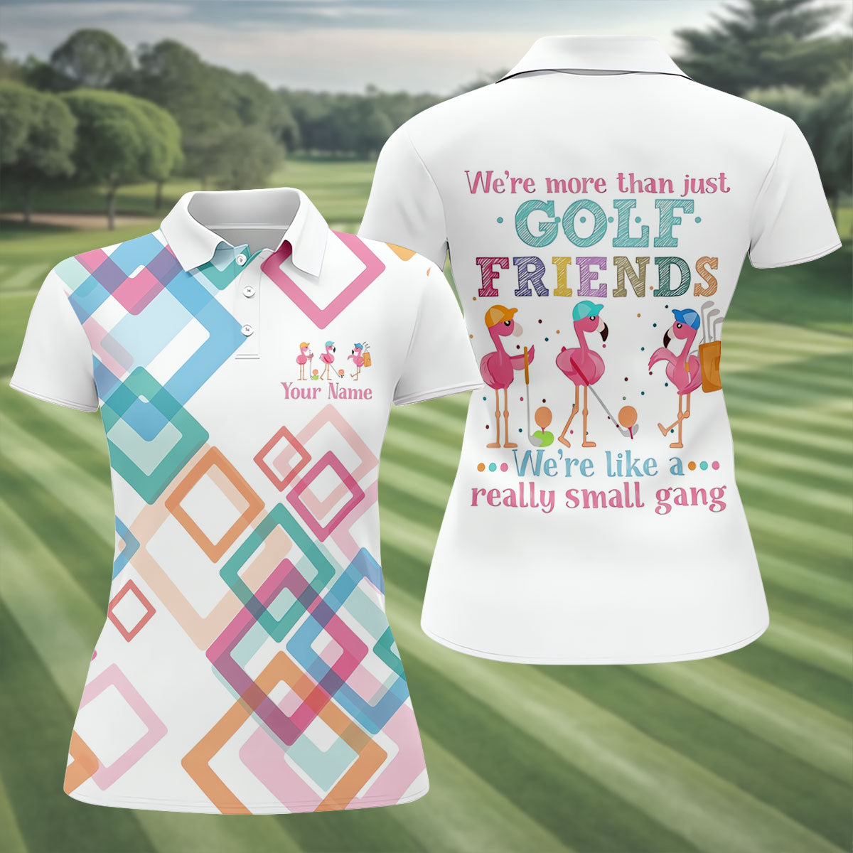 Personalized Flamingo Golf Polo Shirt, Golf Tops For Women, Ladies Golf Shirt