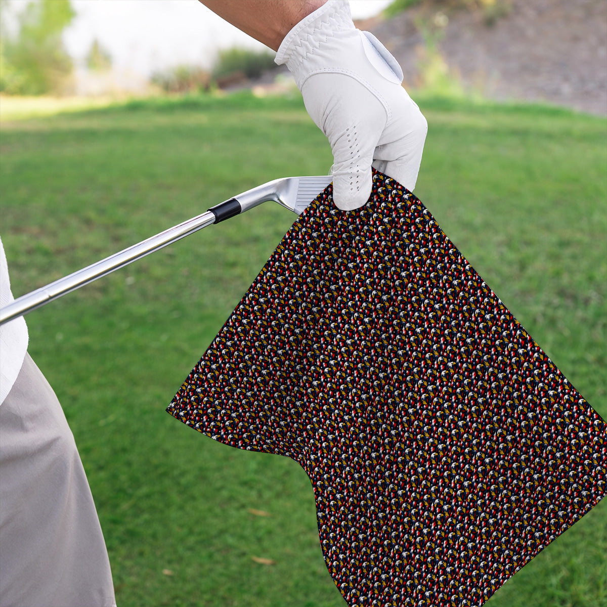 Eagle Middle Finger Golf Towel, USA Patriotic Pattern Golf Towels, Crazy Golf Gift For Golfer