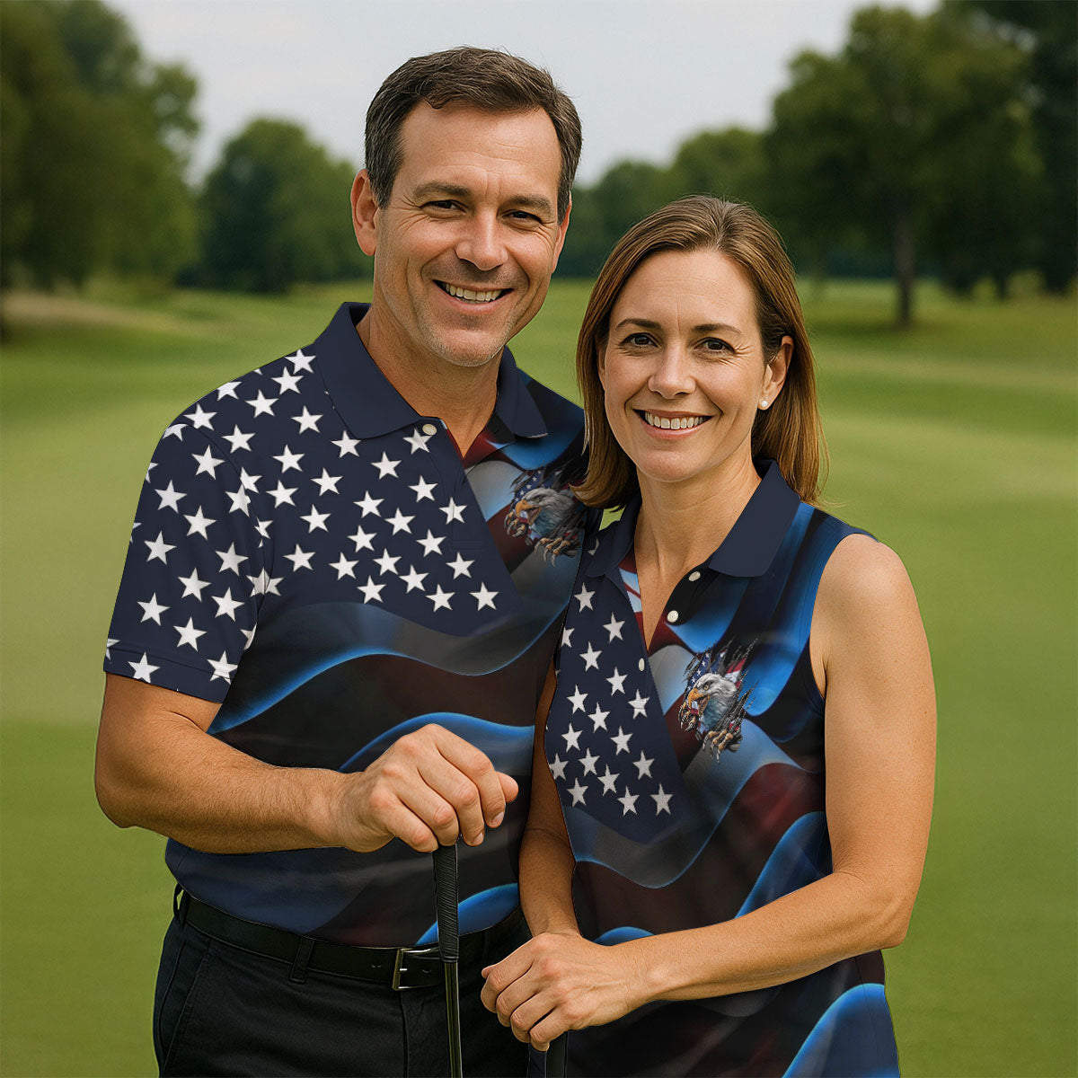 Gradient Stripes And Stars Patriotic 4th Of July Golf Shirt, 250 Years Golf Shirts For Men