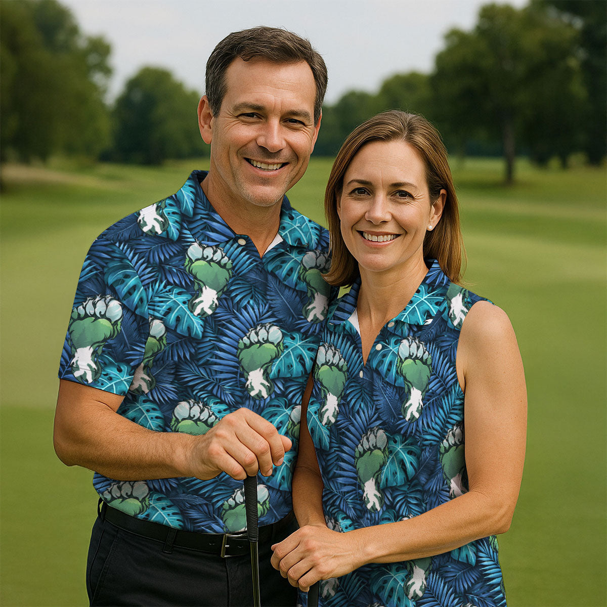 Funny Zombie Hulk Hand Tropical Golf Polo Shirt, Golf Shirts For Women, Women's Golf Apparel