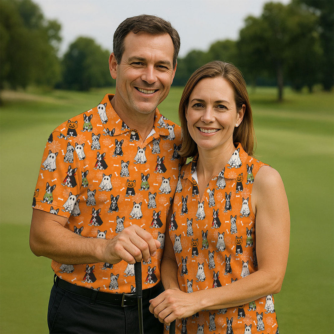 Halloween Dog Costume Pattern Golf Polo Shirt, Mens Golf Shirts, Polo Shirts For Men