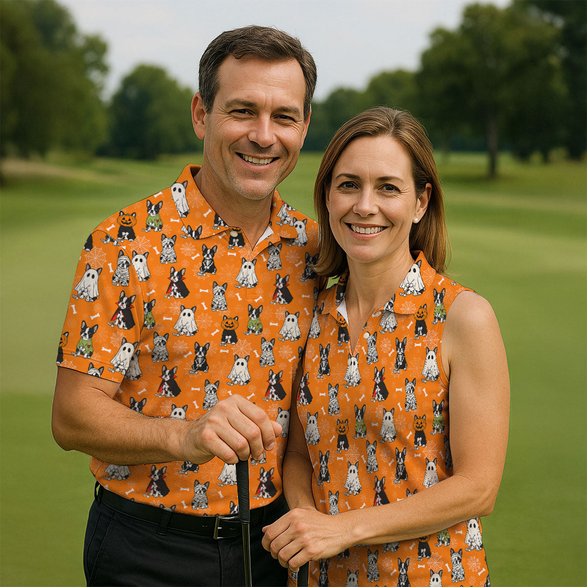 Halloween Dog Costume Pattern Golf Polo Shirt, Mens Golf Shirts, Polo Shirts For Men