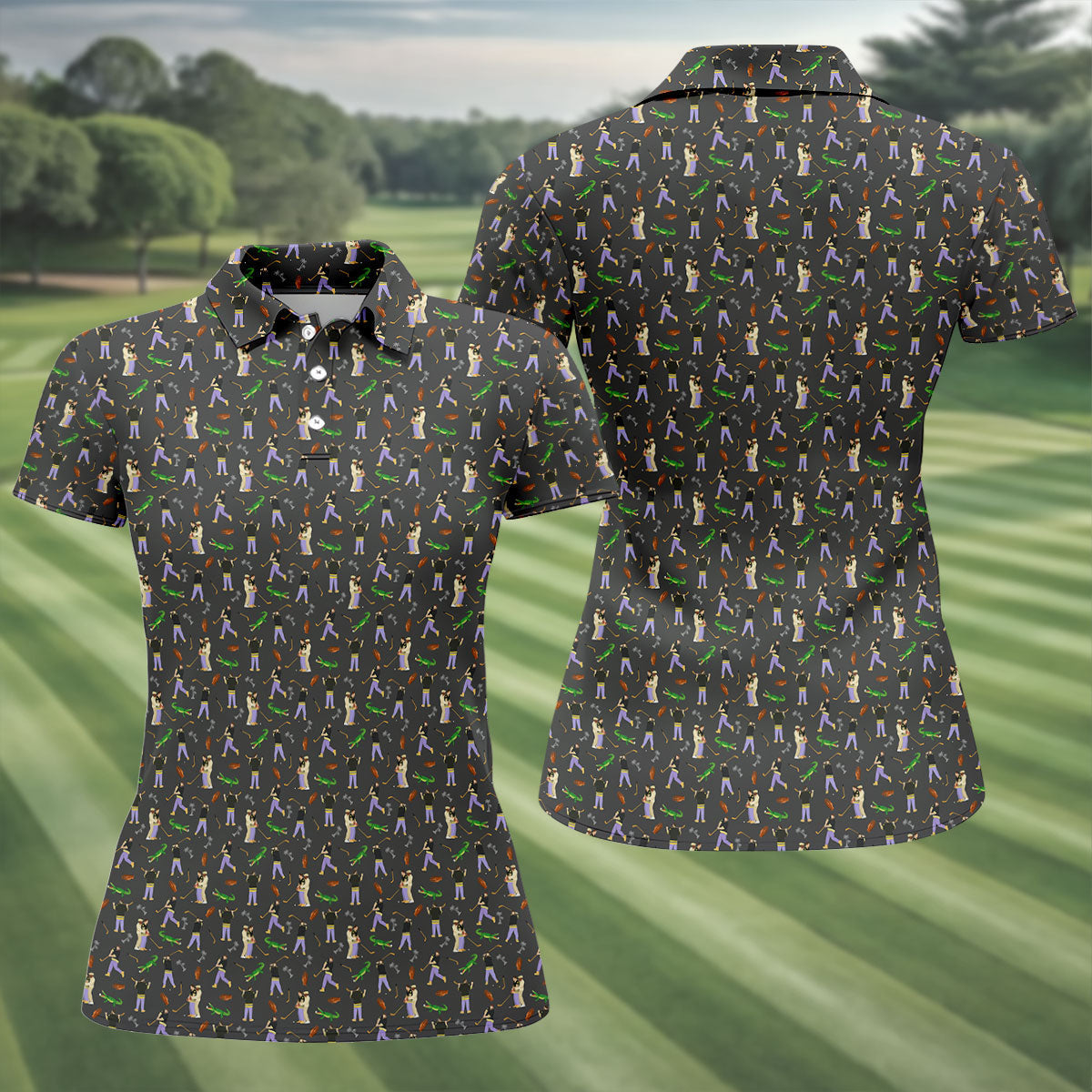 Funny Golf Lesson Alligator Pattern Polo Shirt, Women’s Golf Polo, Golf Shirts For Women