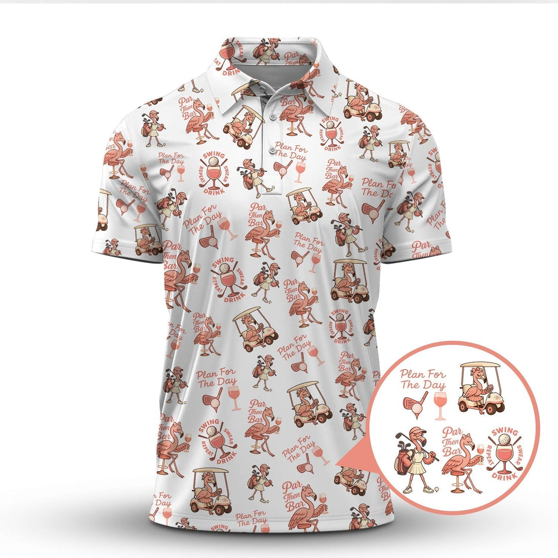 Flamingo Golf Shirt For Golfers, Funny Womens Golf Polos, Pattern Ladies Golf Shirt
