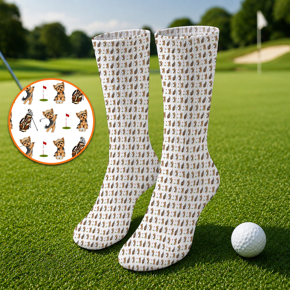 Yorkshire Terrier Golf Sock, Cute Yorkie Pattern Golf Socks, Gift for Golf Lovers