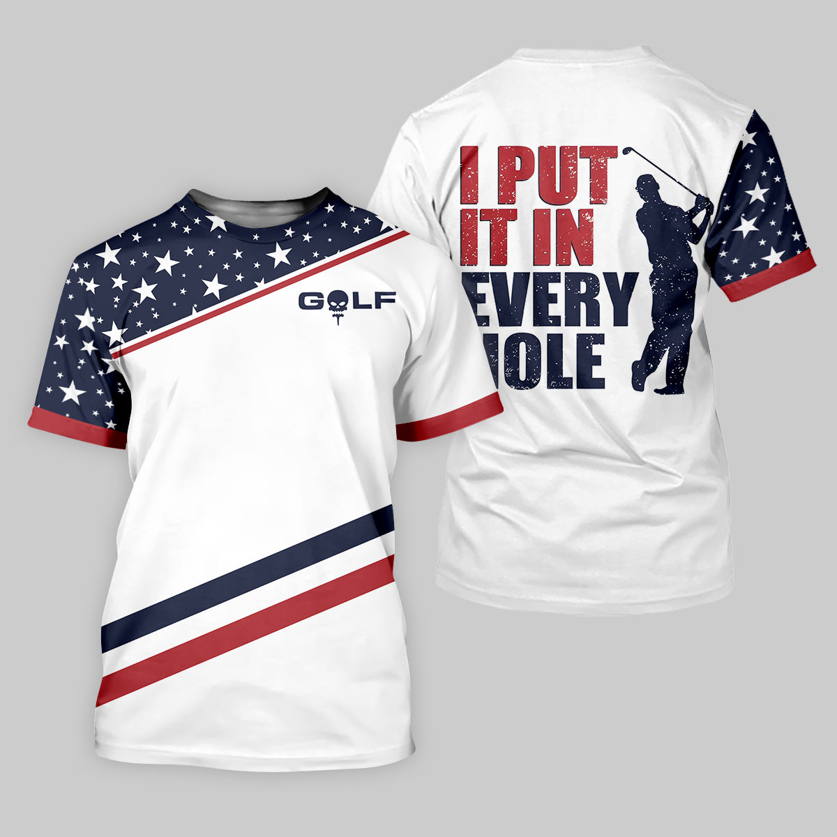 I Put It in Every Hole Mens Golf Polo Shirt, Mens Golf Gift, Funny Golf Shirt, America 250 Anniversary Golf Shirt