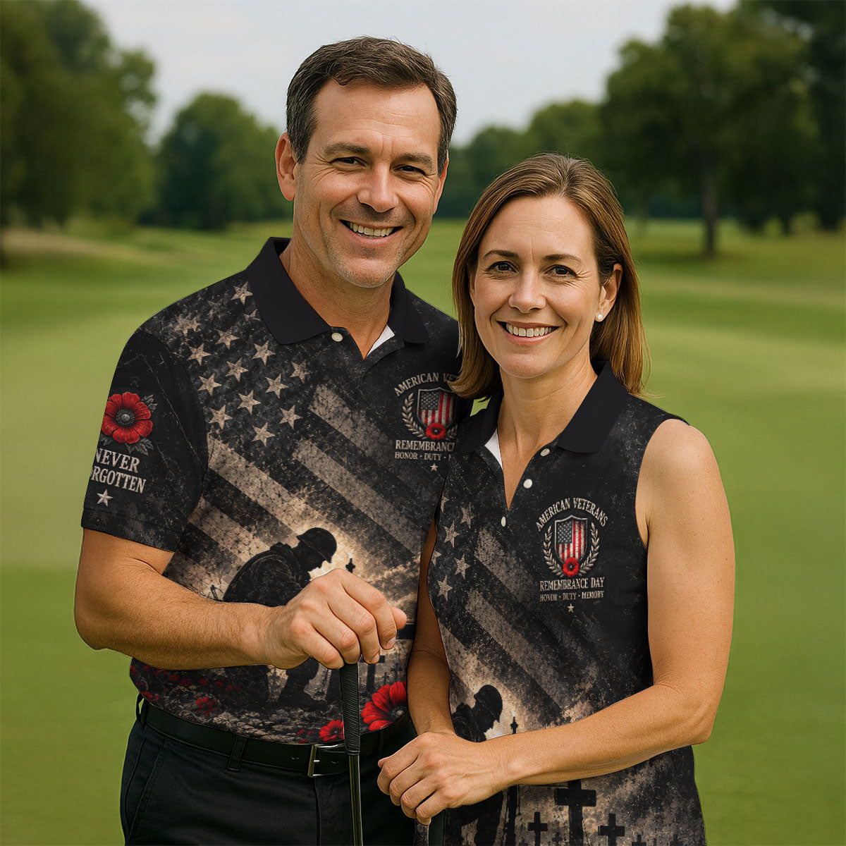 Poppy Soldier Memorial Golf Polo Shirt, Veterans Day Shirt, Mens Golf Polo Shirts