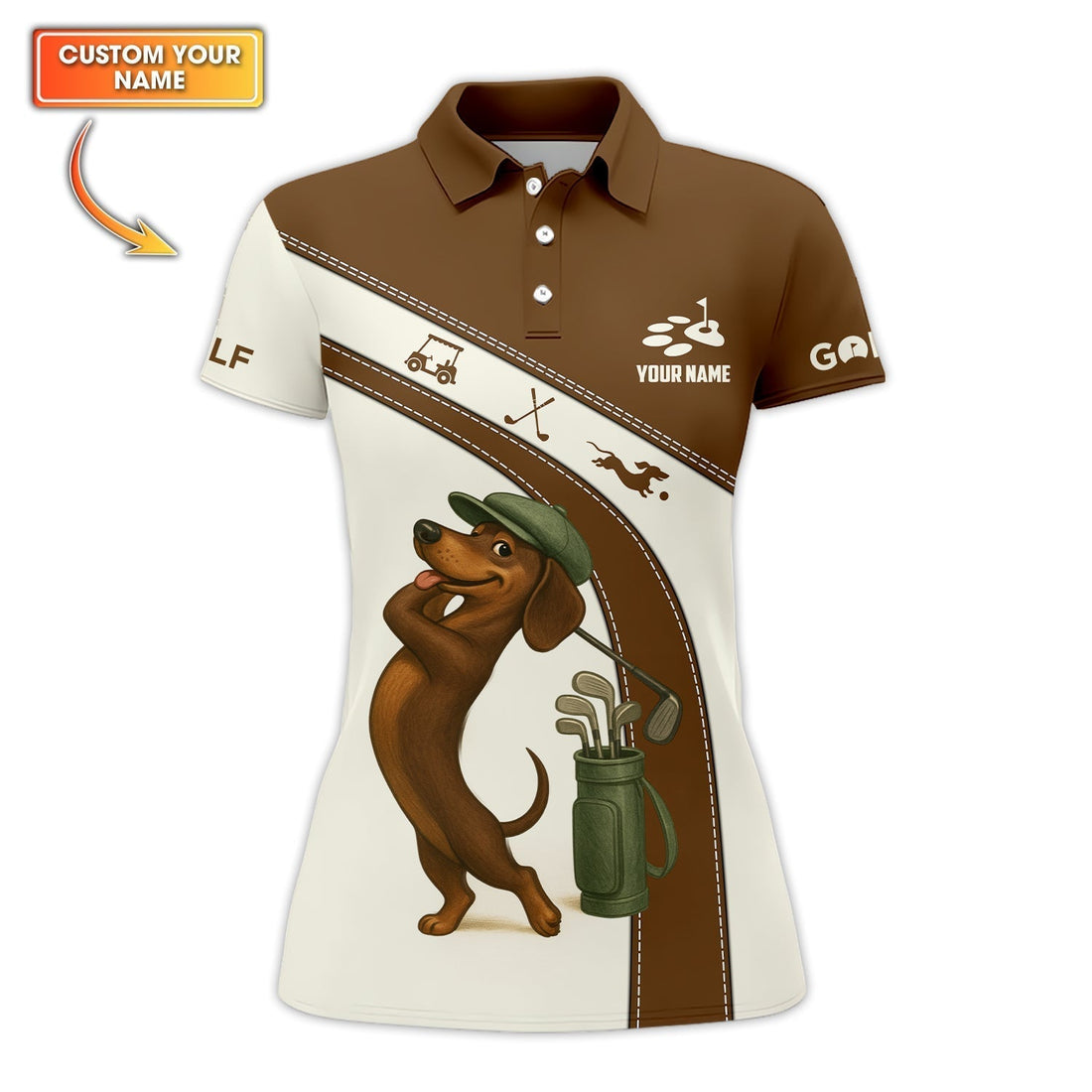 Personalized Dachshund Golf Shirt, Dog Golf Shirt For Golfer, Funny Golf Shirt For Men