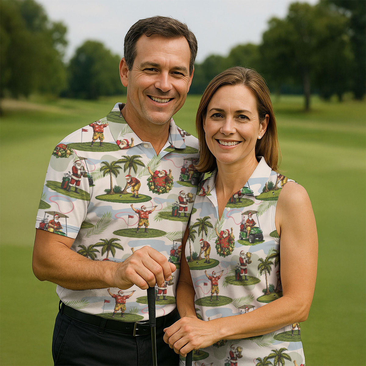 Santa Claus Golf Christmas Pattern Polo Shirt, Womens Golf Polo, Christmas Golf Shirt