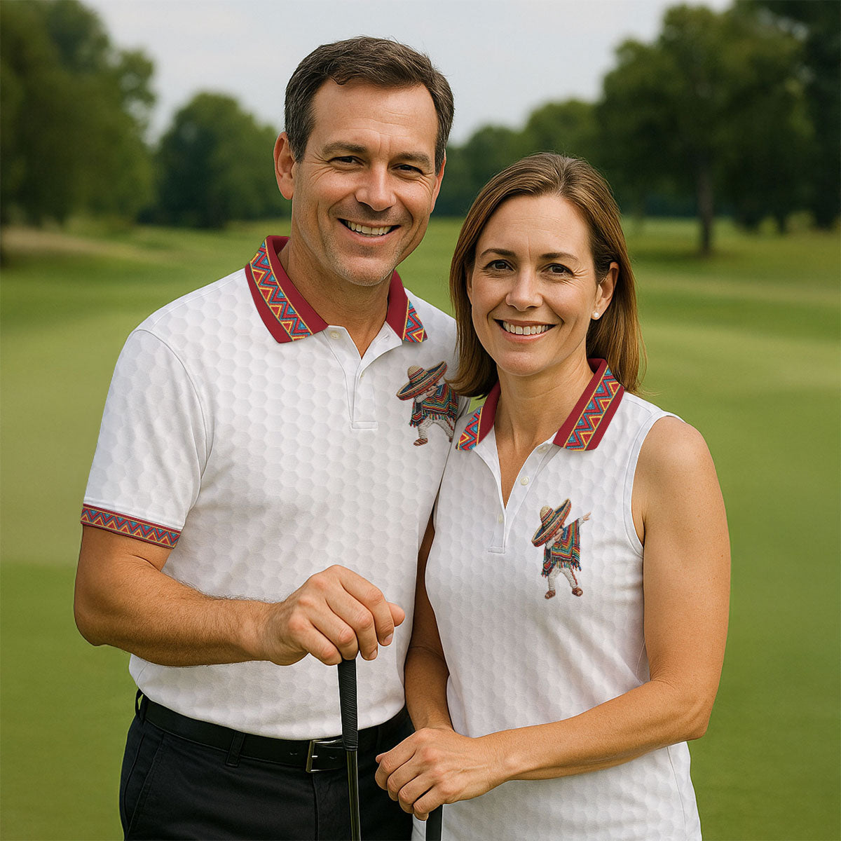 Cinco De Mayo Celebration Golf Ball Pattern White Golf Shirt, Polo Shirts For Men